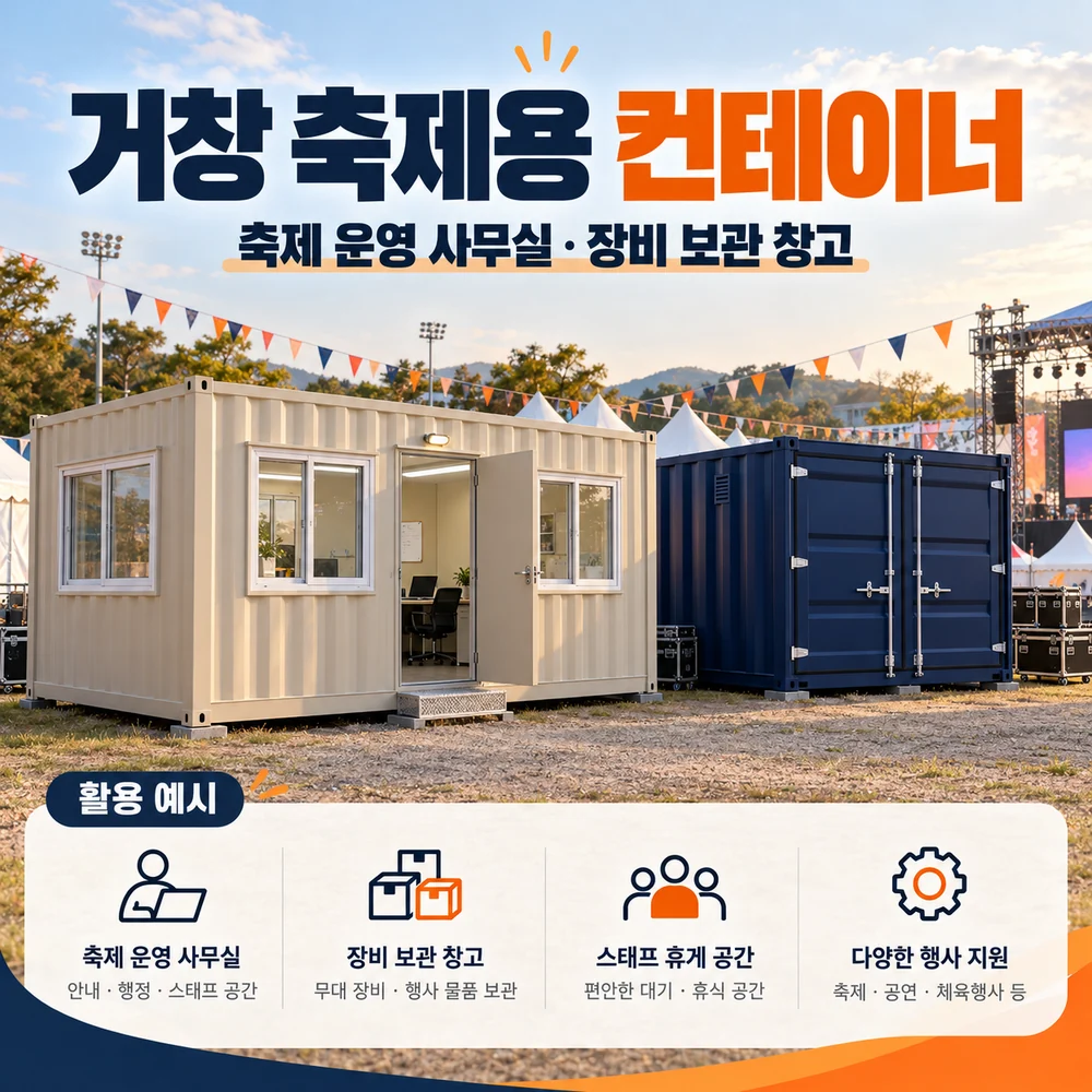 거창 축제용 컨테이너 · 창고 · 사무실 활용 예시 카드뉴스