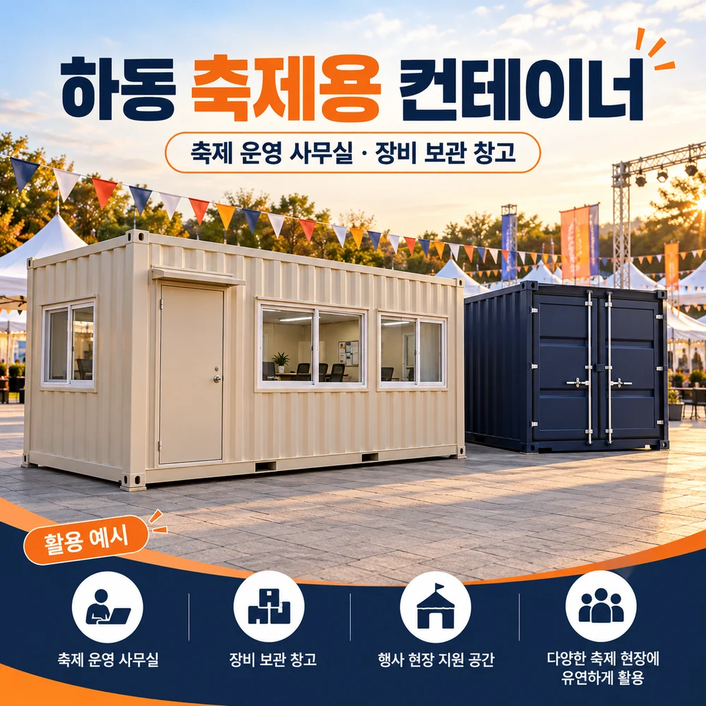 하동 축제용 컨테이너 · 창고 · 사무실 활용 예시 카드뉴스