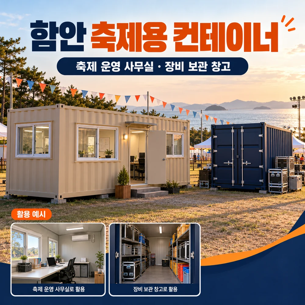 함안 축제용 컨테이너 · 창고 · 사무실 활용 예시 카드뉴스