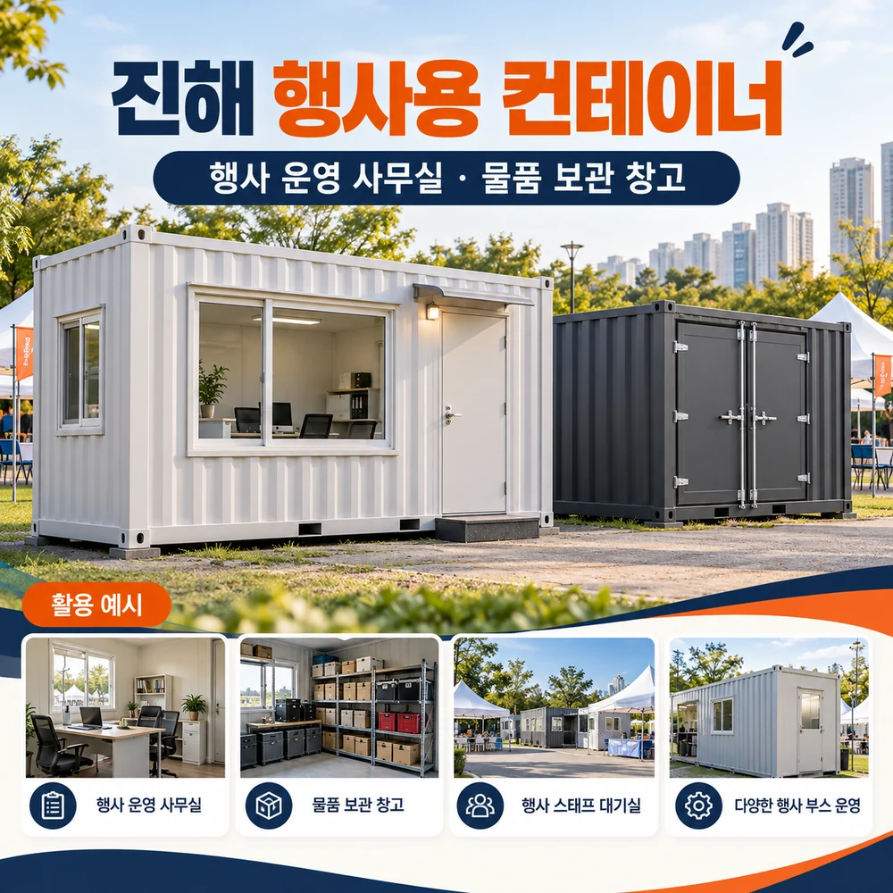 진해 행사용 컨테이너 · 창고 · 사무실 활용 예시 카드뉴스