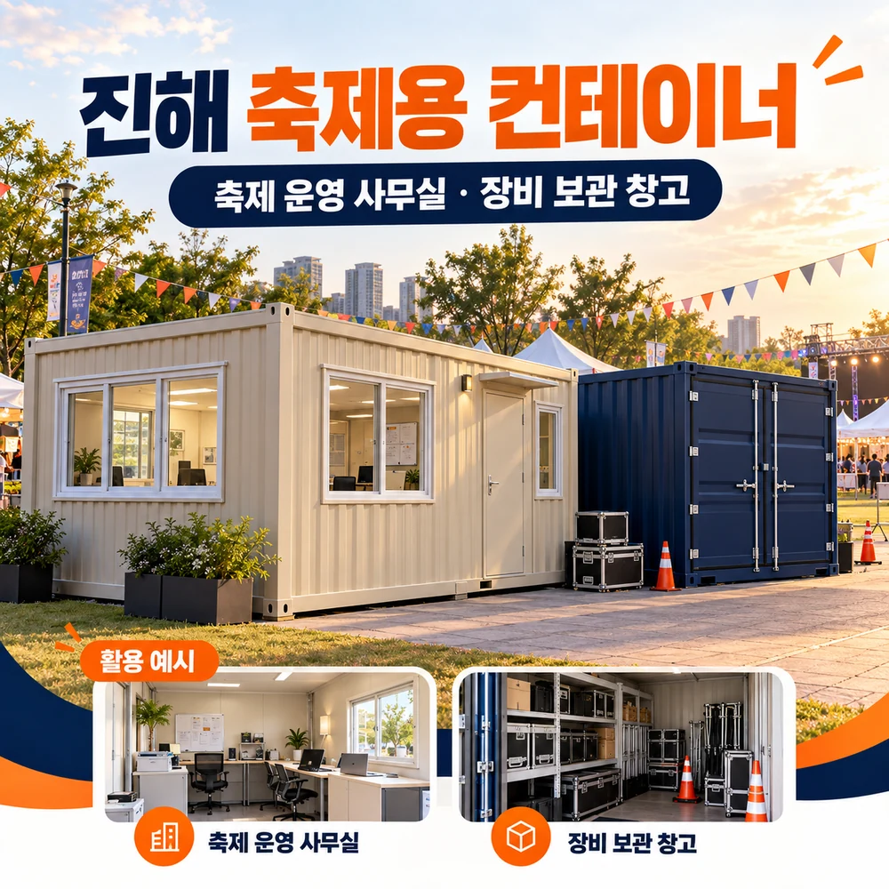 진해 축제용 컨테이너 · 창고 · 사무실 활용 예시 카드뉴스