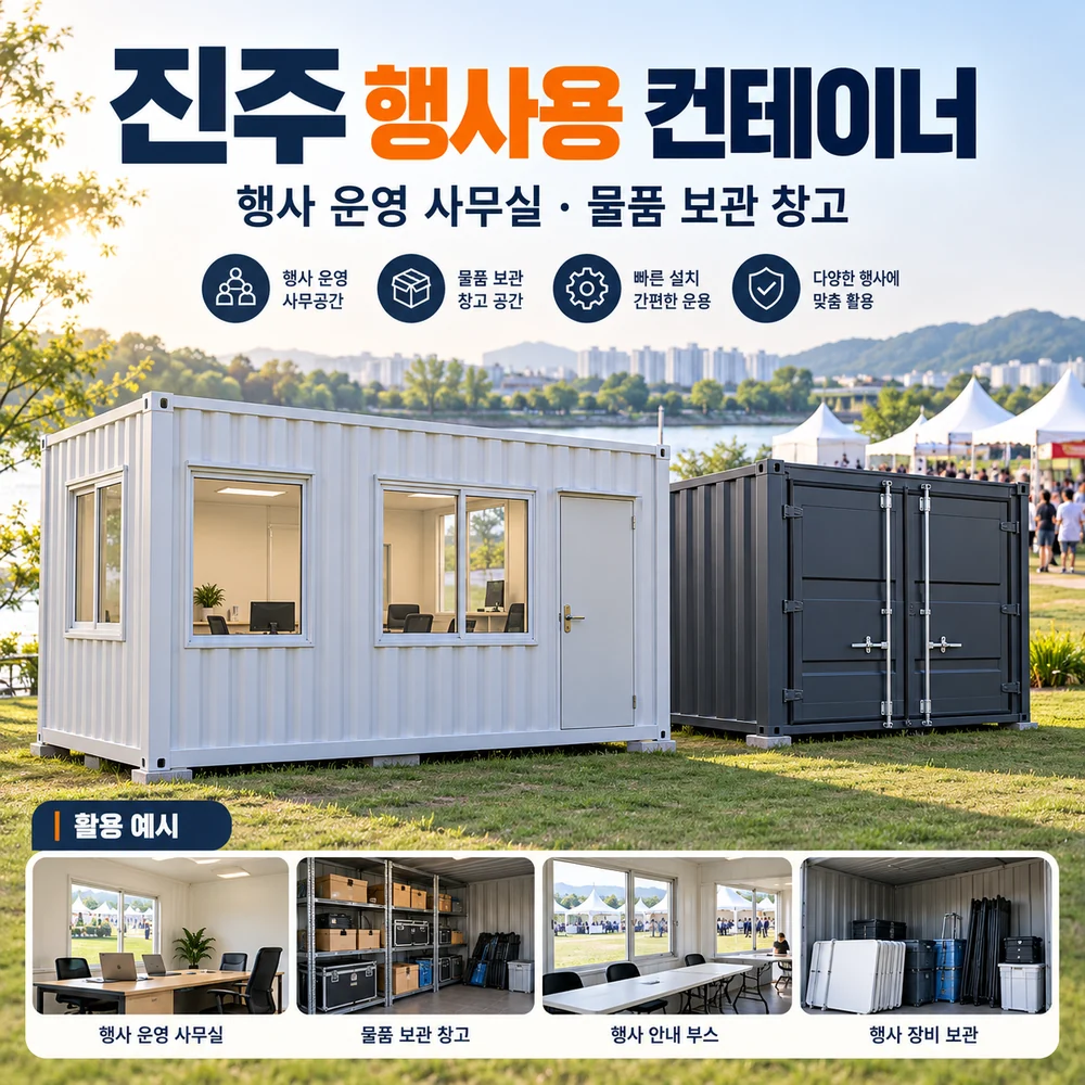 진주 행사용 컨테이너 · 창고 · 사무실 활용 예시 카드뉴스