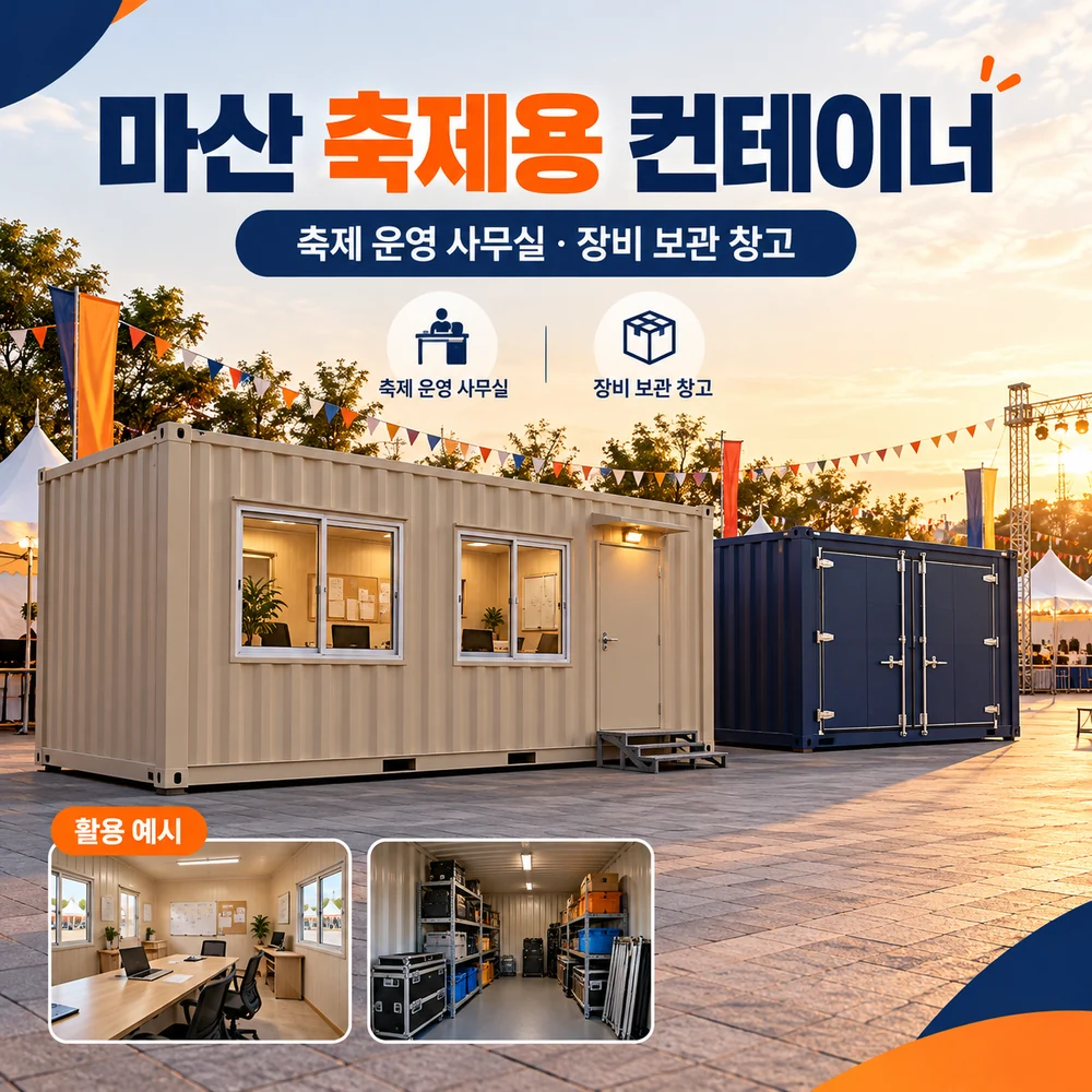 마산 축제용 컨테이너 · 창고 · 사무실 활용 예시 카드뉴스
