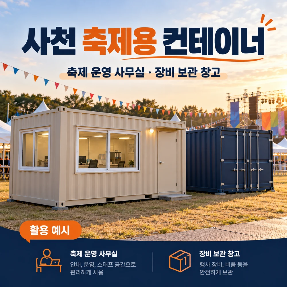 사천 축제용 컨테이너 · 창고 · 사무실 활용 예시 카드뉴스