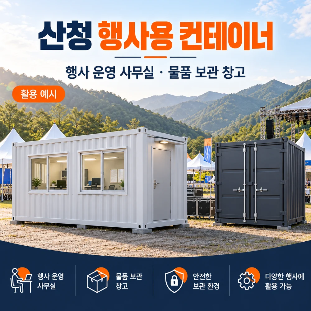 산청 행사용 컨테이너 · 창고 · 사무실 활용 예시 카드뉴스