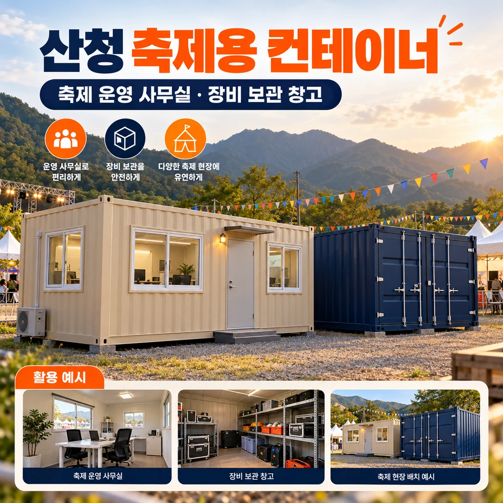 산청 축제용 컨테이너 · 창고 · 사무실 활용 예시 카드뉴스