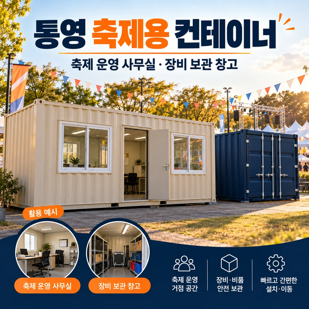 통영 축제용 컨테이너 · 창고 · 사무실 활용 예시 카드뉴스