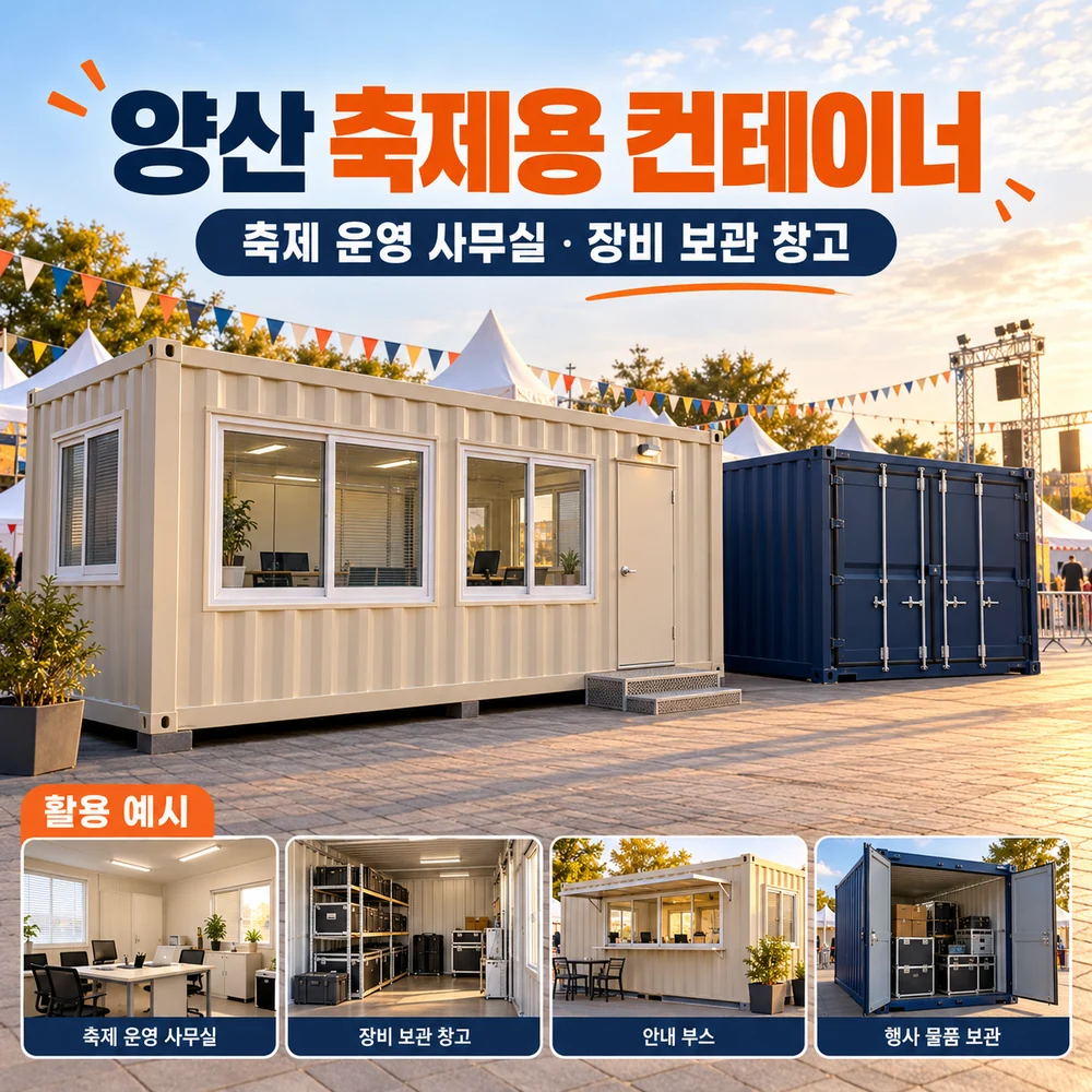 양산 축제용 컨테이너 · 창고 · 사무실 활용 예시 카드뉴스